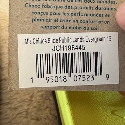 Chaco Mens Chillos Slide Public Lands Evergreen Sandals JCH198445 Green Lime 15
