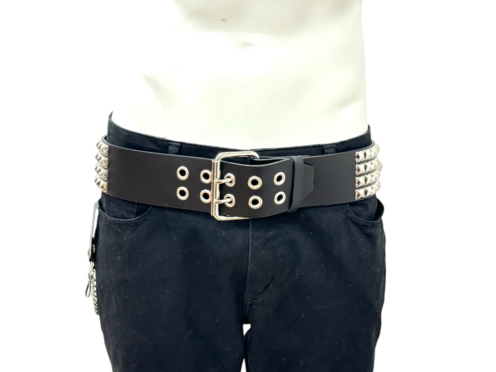Four Row Pyramid Stud Belt Leather Handmade Studded Belt Punk Goth By Funk Plus