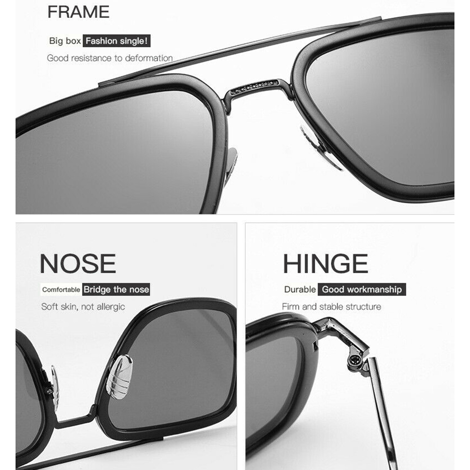 Fashion Square Sunglasses Mens Women Metal Retro Outdoor Sport Shade Glasses US