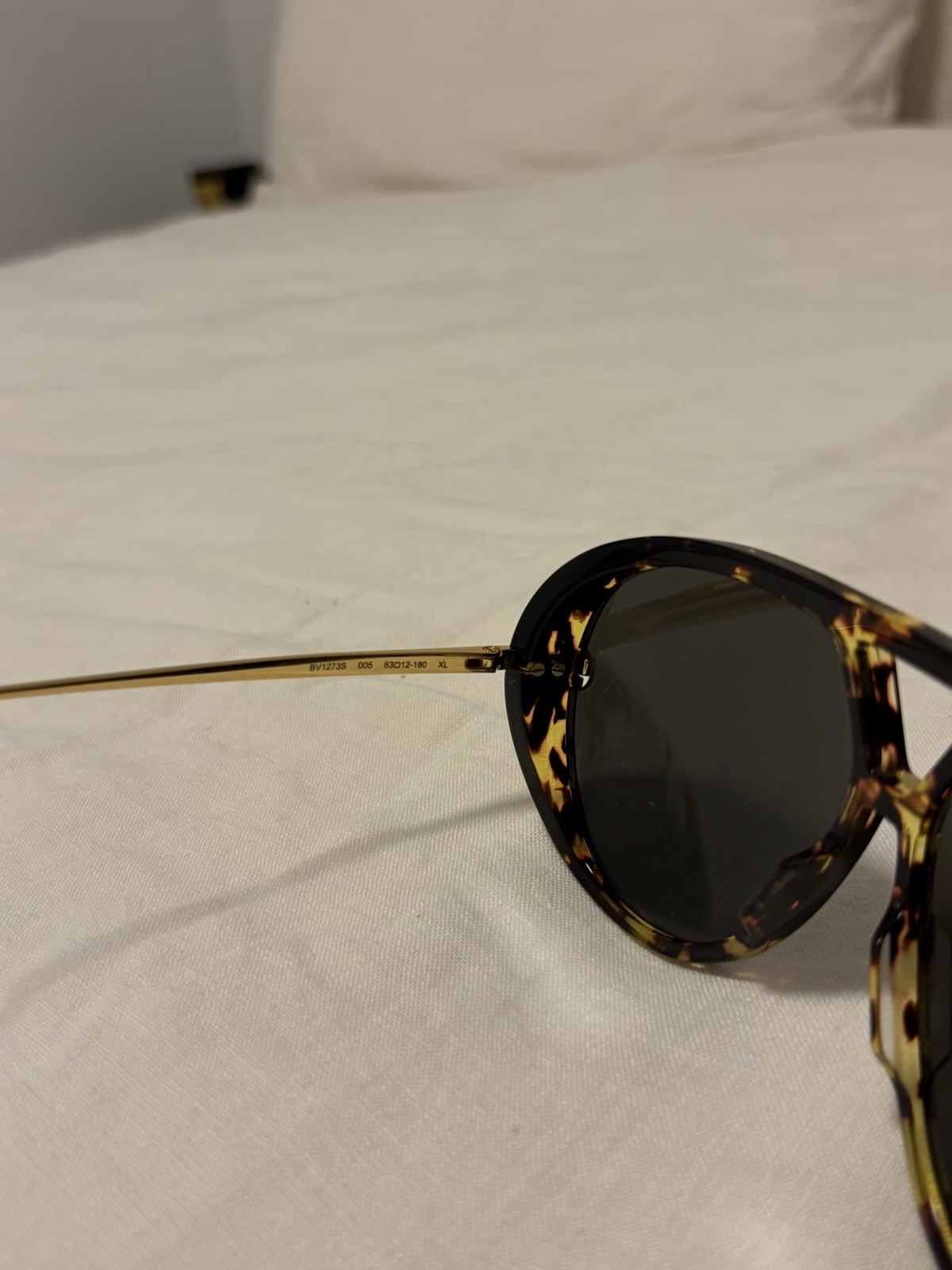 Bottega Veneta BV1273S Aviator Sunglasses Tortoise Frame Black Lenses UV400