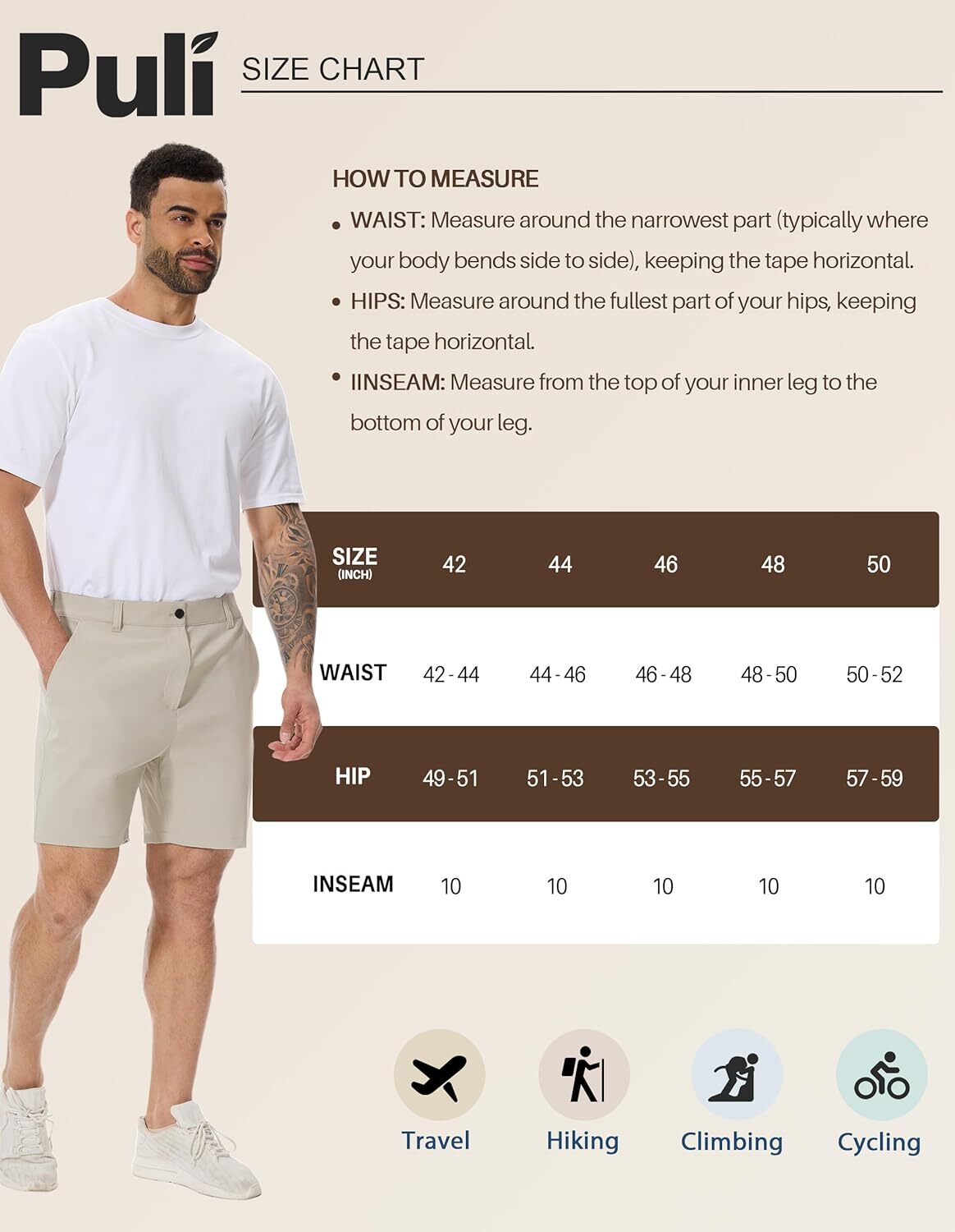 Men’s Stretch Shorts Waterproof Lightweight Qiuck Dry Hiking Big Tall Size Golf