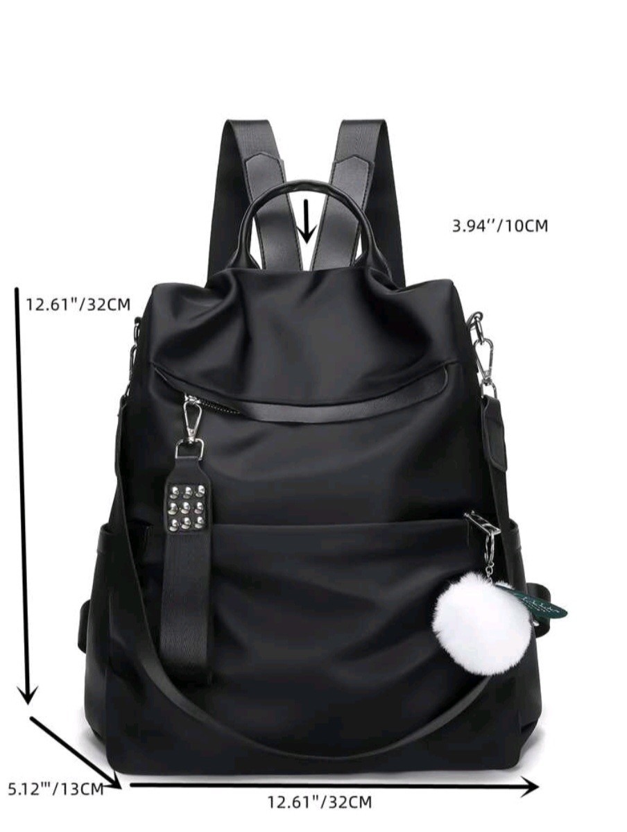 Women’s Anti-Theft Nylon Backpack Purse Waterproof Travel Shoulder Bag Black
