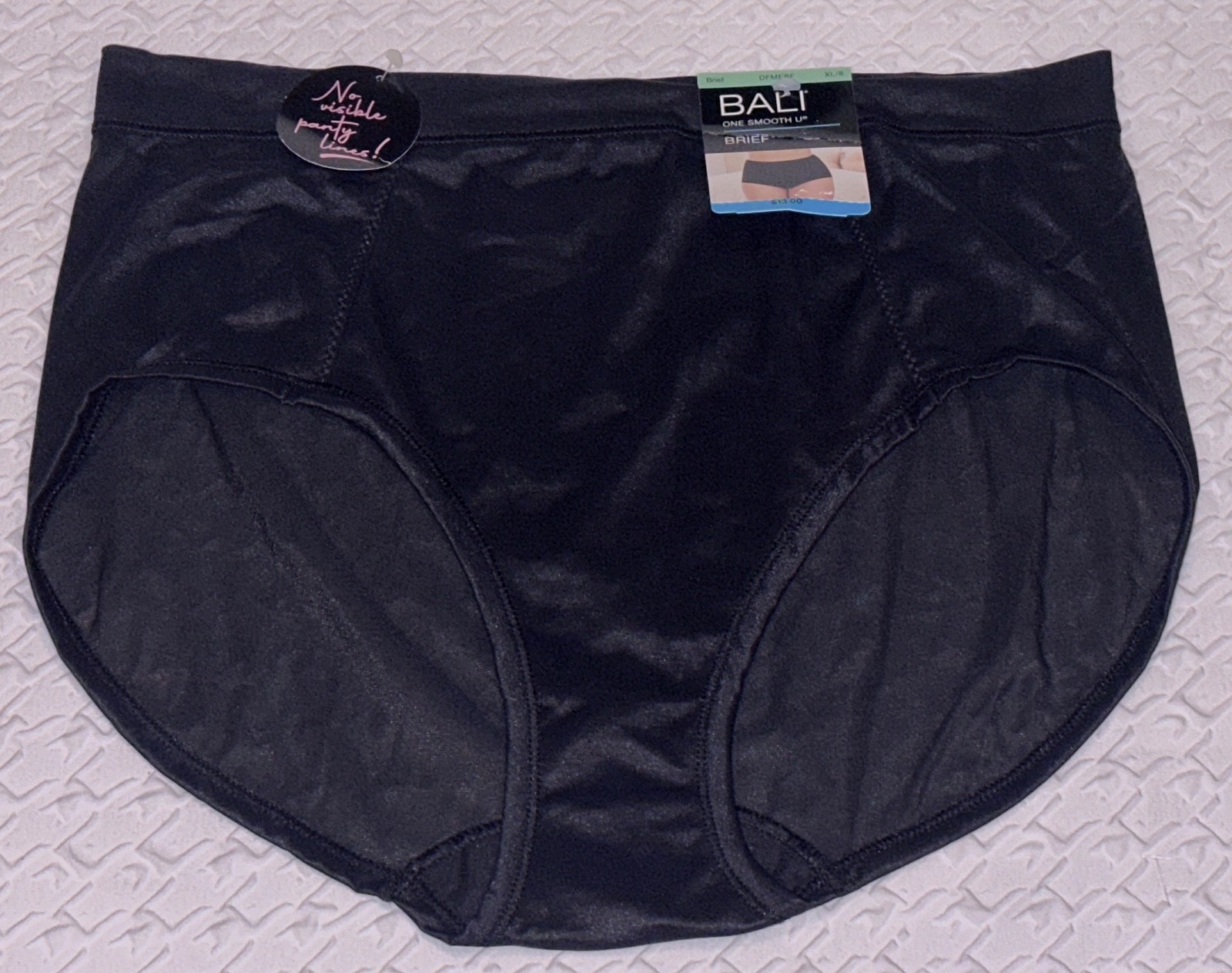 BALI One Smooth U Modern Microfiber Black Brief Panty NEW Womens Sz L 7