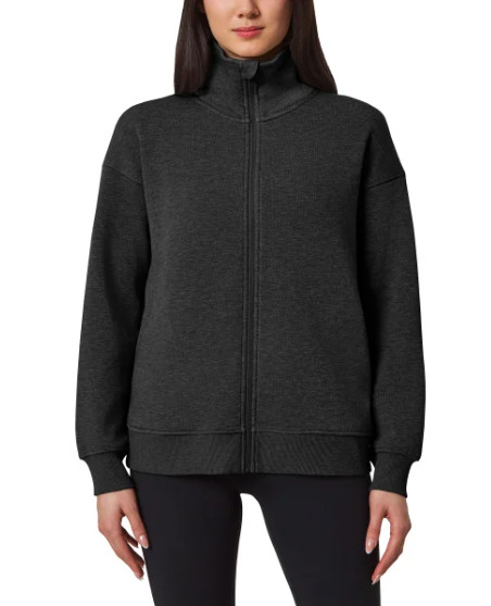 NWT Mondetta Women’s Heathered Fleece Full Zip Black Tan Size M-3X $60 10HL332