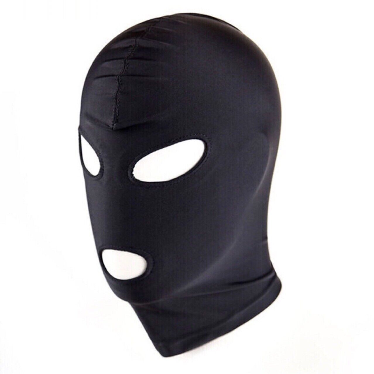 Black Spandex Full Hood Face Head Cover Role Play Sexy Unisex Mask Slave Costume