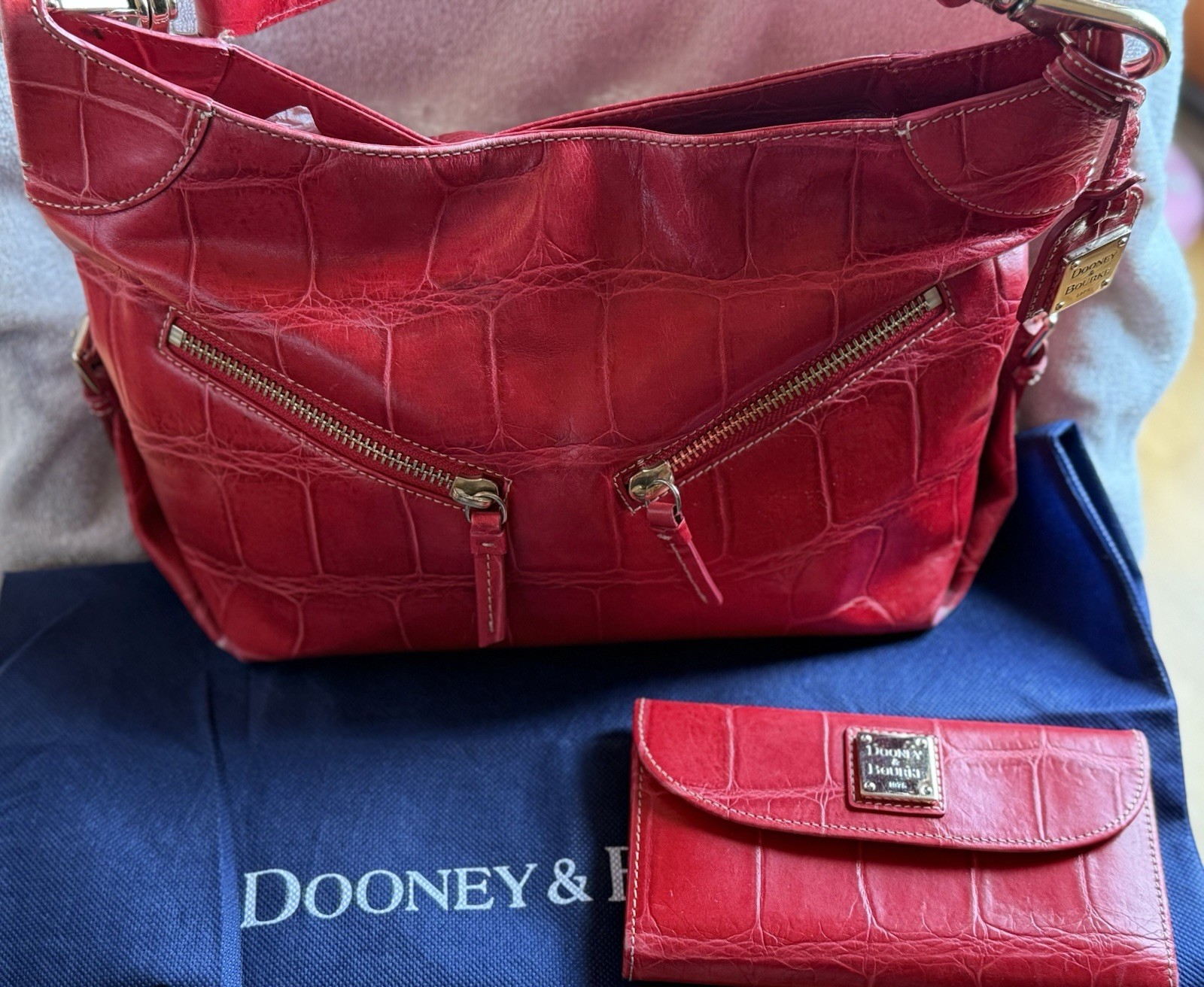 Dooney & Bourle Croc Embossed Checkbook Wallet