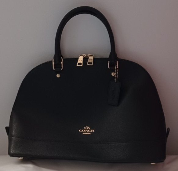 AUTHENTIC COACH SIERRA DOME LEATHER SATCHEL ELBOW BAG PURSE F57524 BLACK