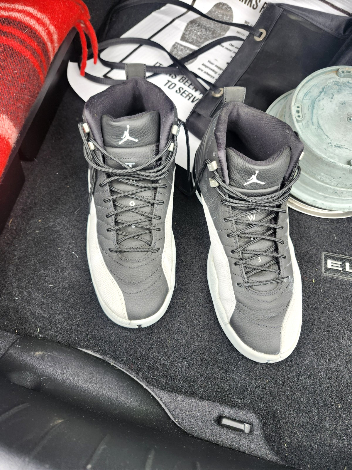 Jordan Air Jordan 12 Men’s High Top Lace-Up Basketball Sneakers Black/Gray