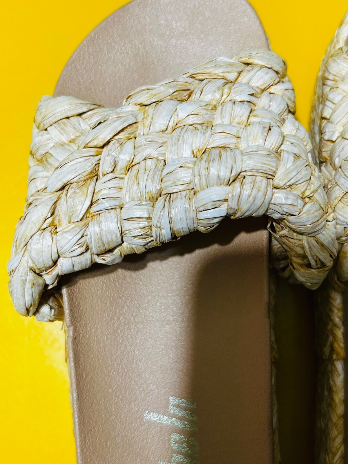 SheIn Woven Raffia Platform Slide Sandals Boho Braided Straw Beach Shoes 5.5