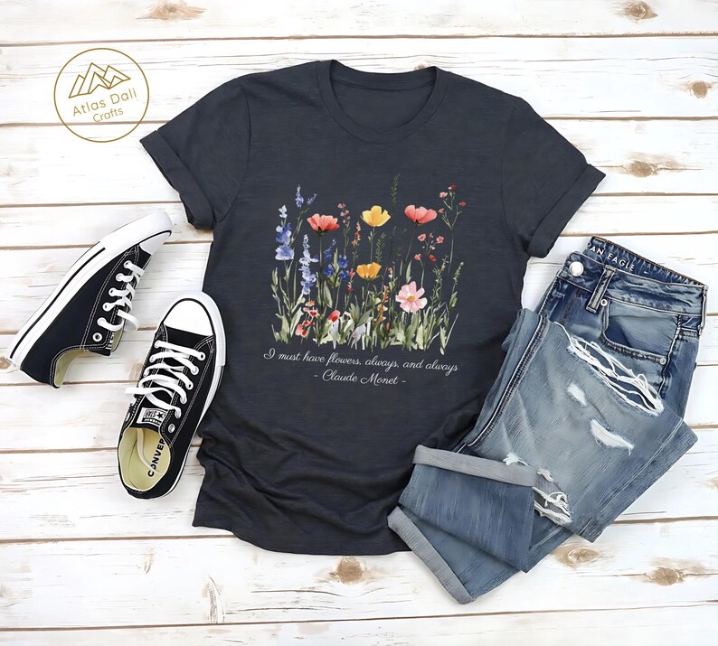 Claude Monet Floral Art Flower Painting Comfort Tee
