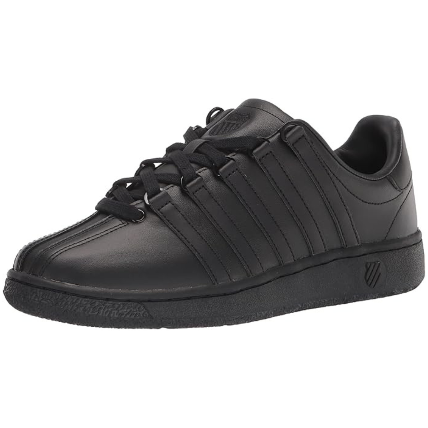 K-Swiss Men’s Classic VN Leather Sneaker, Regular Fit, Black/Black, Size Options