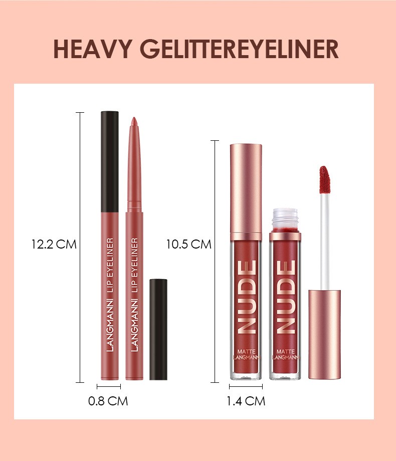 Lip Liner And Lipstick Makeup 12 Pcs Set 6 Matte Lipstick 6 Lip Liner Pens Water