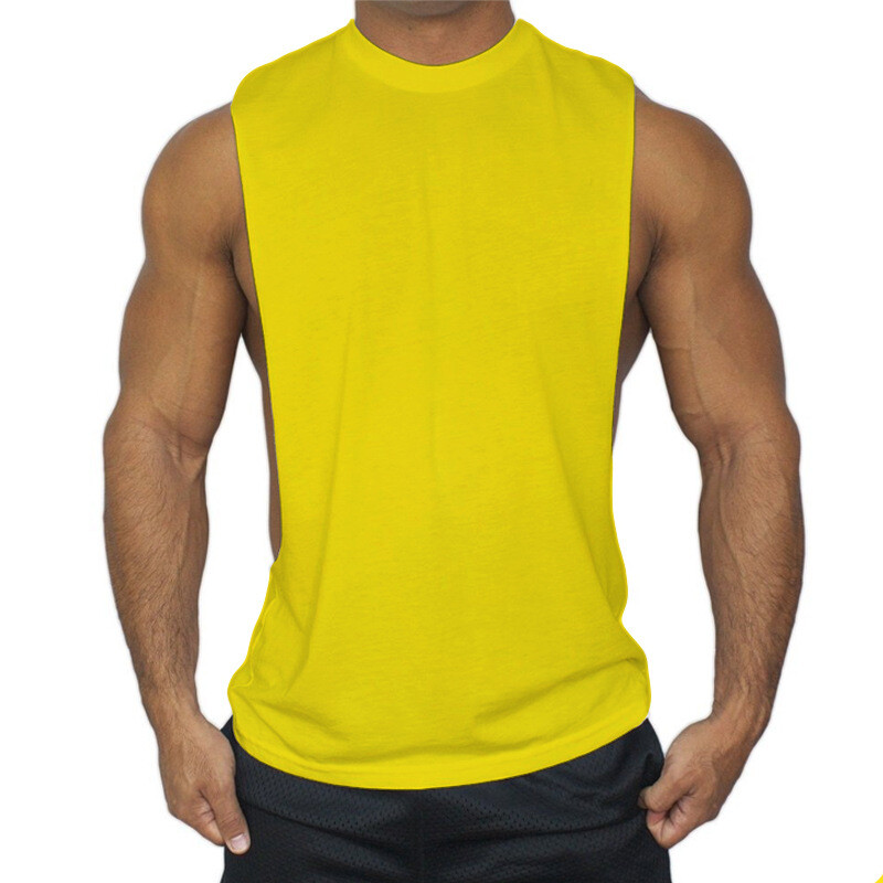 Men Sleeveless Muscle Stringer Tank Top Cut Open Gym Training Bodybuilding Vest