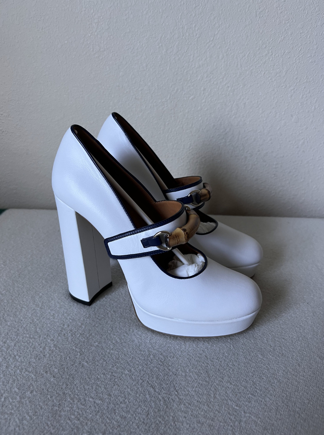 Casablanca 12 CM Bamboo Pumps – Size 38 – White – Brand New