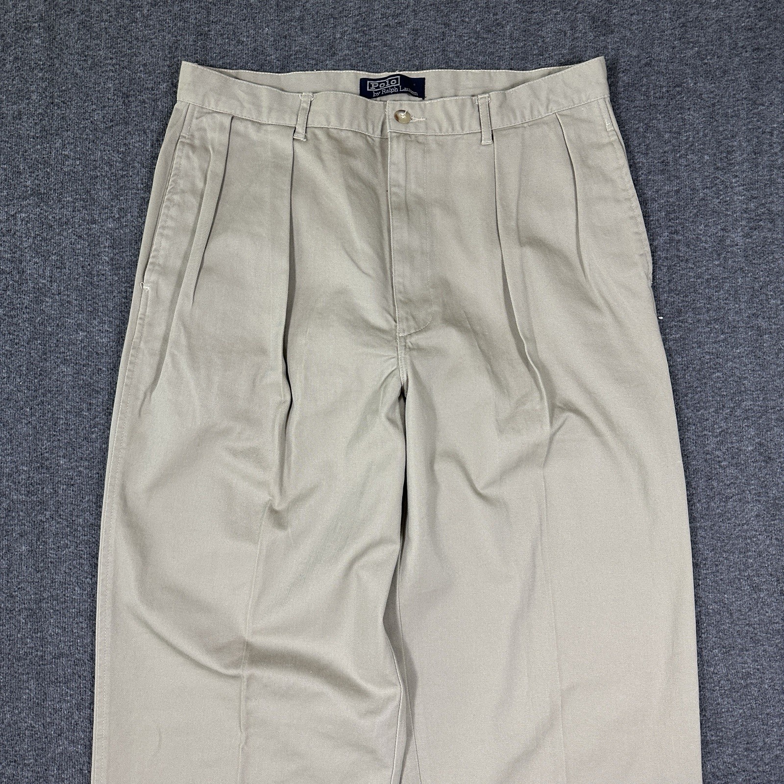 Vtg Polo Ralph Lauren 1967 Chino Pants Mens 34×36 Tall Khaki Tan Cotton Pleated