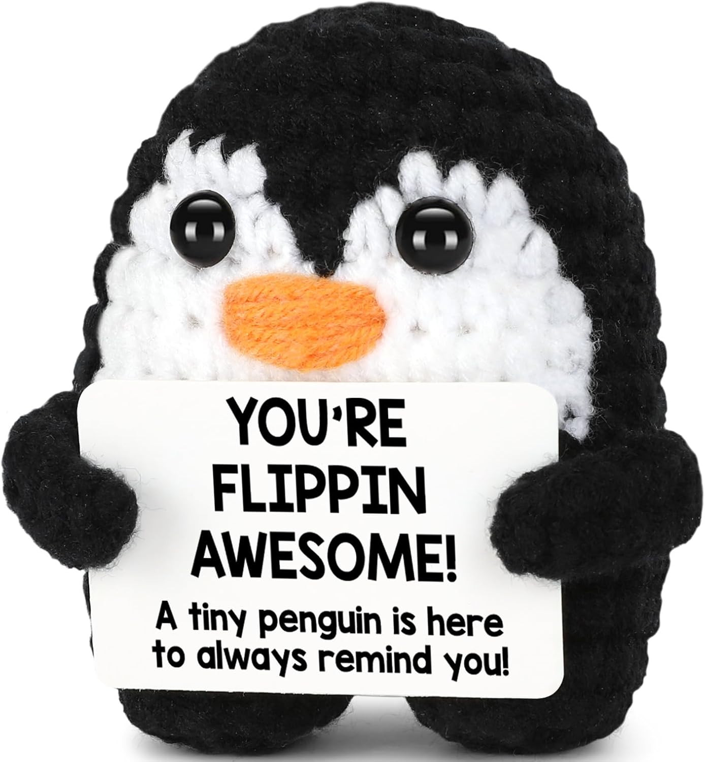 Positive Crochet Penguin, Mini Funny Brithday Valentines Gifts for Women Men Tee