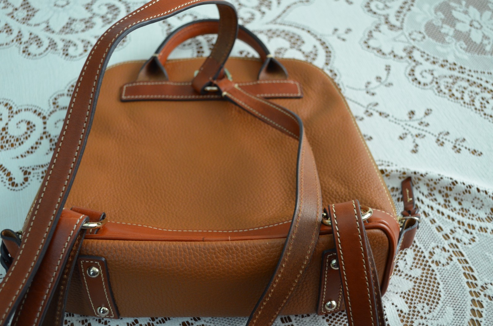 Dooney & Bourke Pebble Medium Zip Pod Backpack – Natural Leather