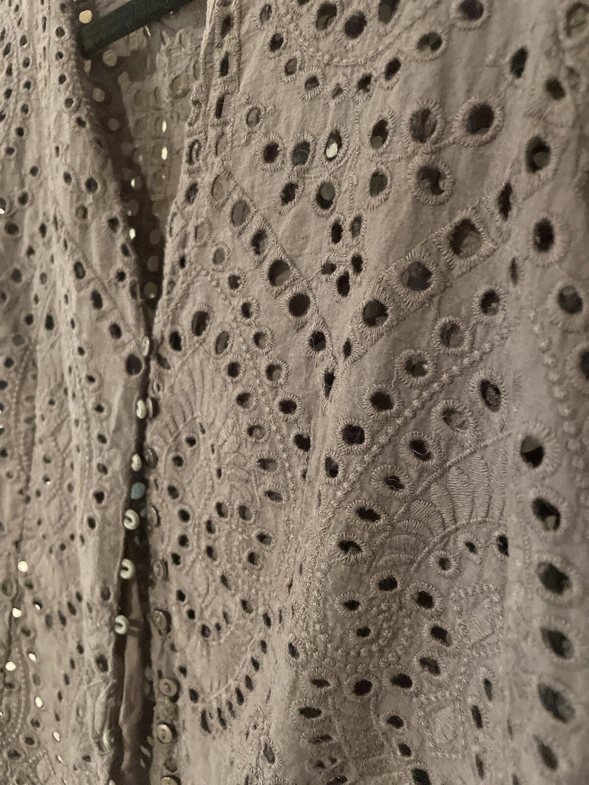 Lace Gray Button Up Women’s Size Small Blouse Top