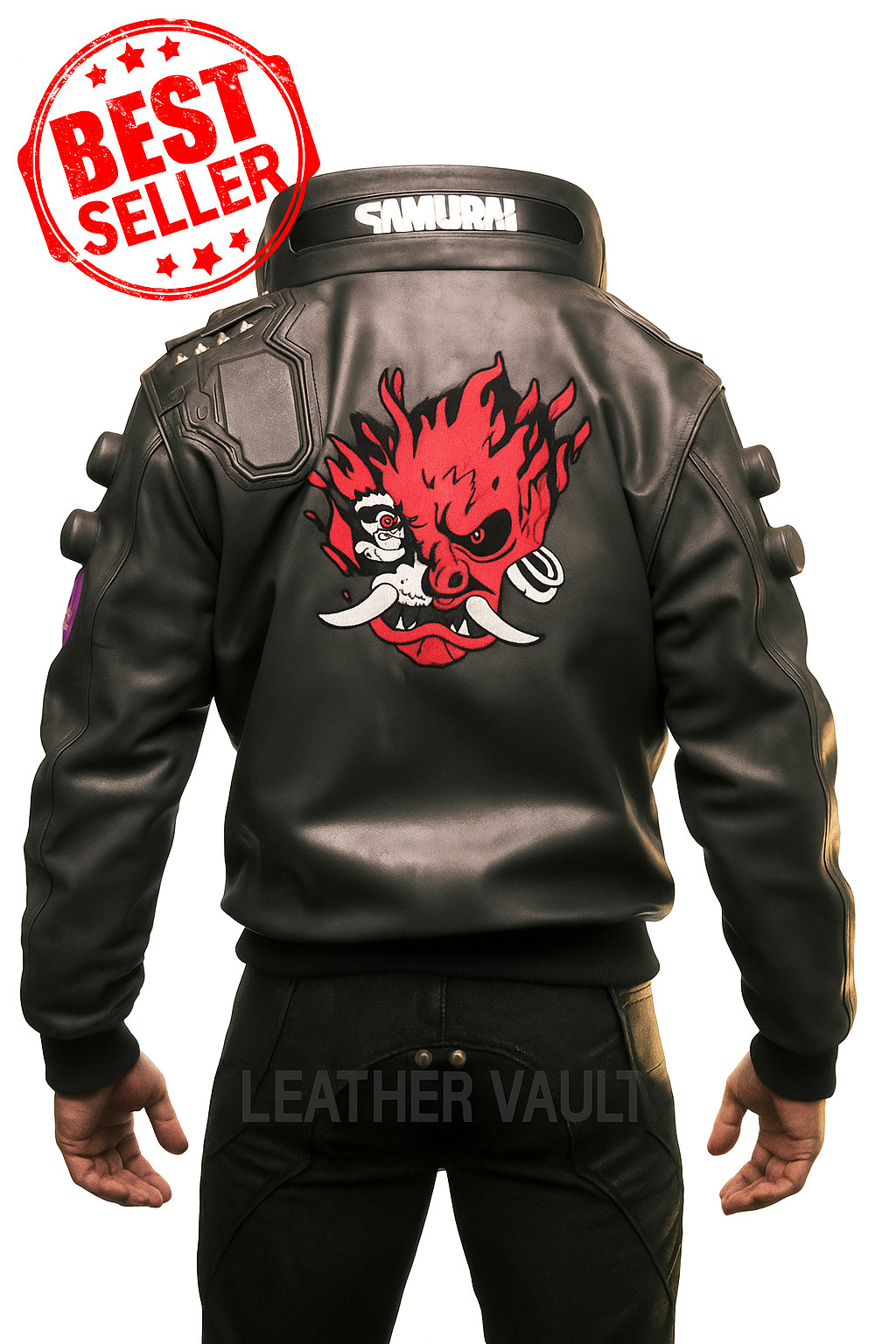 SAMURAI V’s Men’s Real Leather jacket Cyberpunk 2077 Bomber Gaming Fans Cosplay