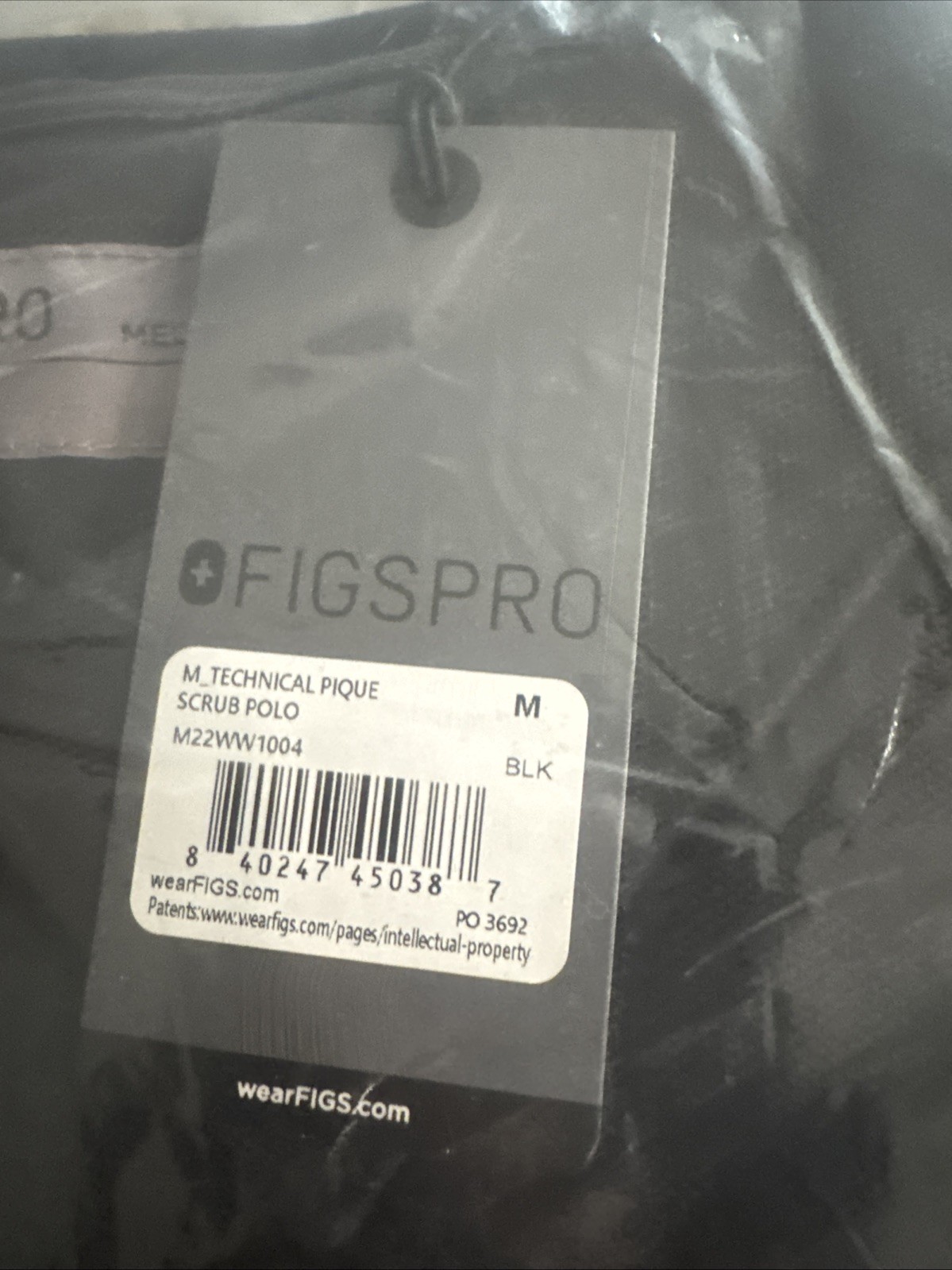 Lot Of 2 FIGS FIGSPRO Mens Technical Pique Scrub Polo Black Med $90 EMS Nurse