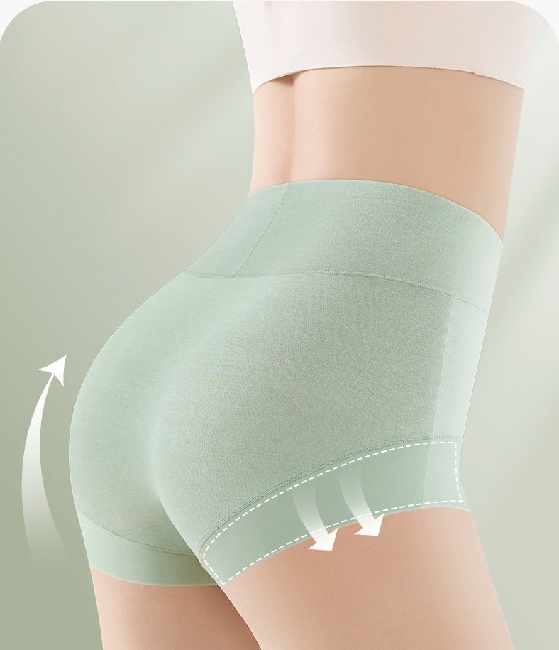Women High waist Briefs Modal Tummy control Seamless Solid Underwear 76419