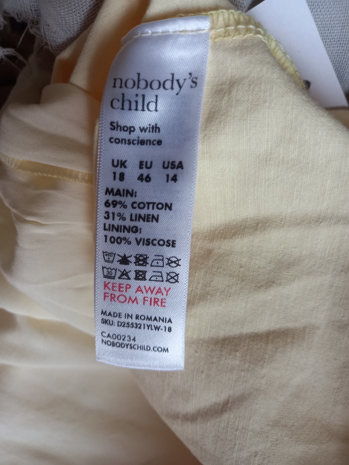 Nobody’s Child lemon dress size 18 RRP £69.00