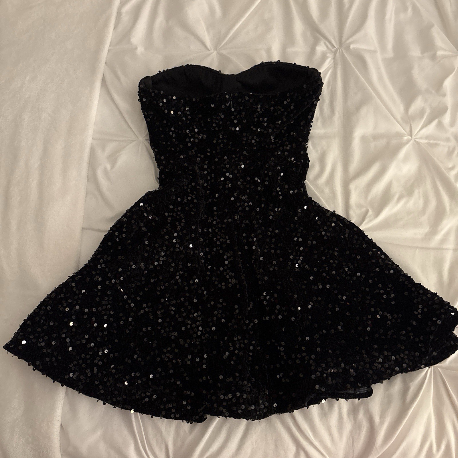 Women’s Black Strapless Sweetheart Sequin Romper One-Piece Party/Cocktail