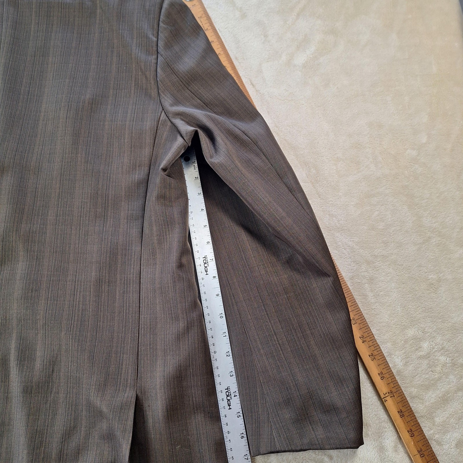 Lineage Suit Jacket Mens 48 Extra Long Brown Stripe Double Vent 3 Button Formal
