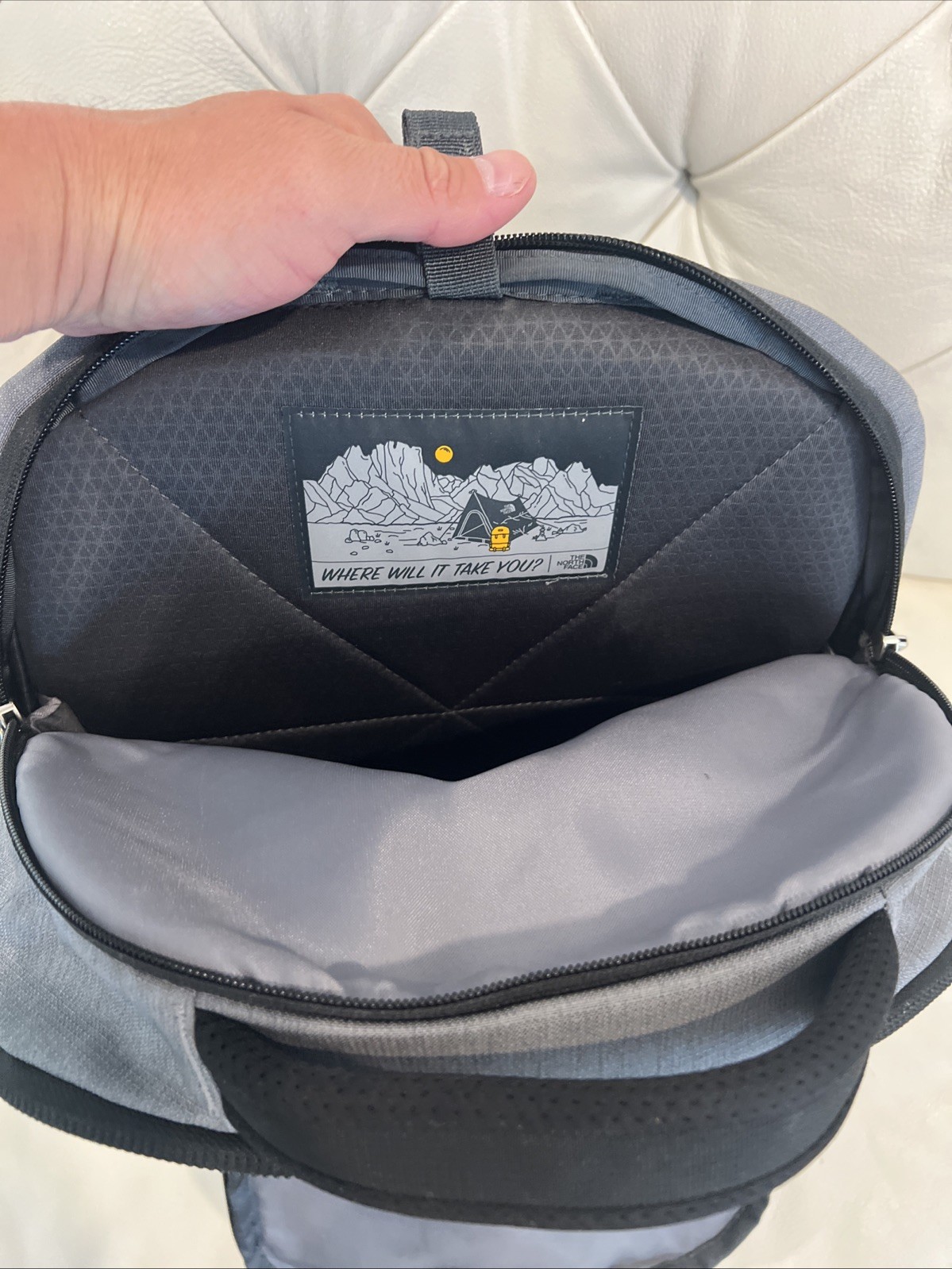 The North Face Backpack Black/Gray Router Transit Pockets RECON Zip Adjust Back