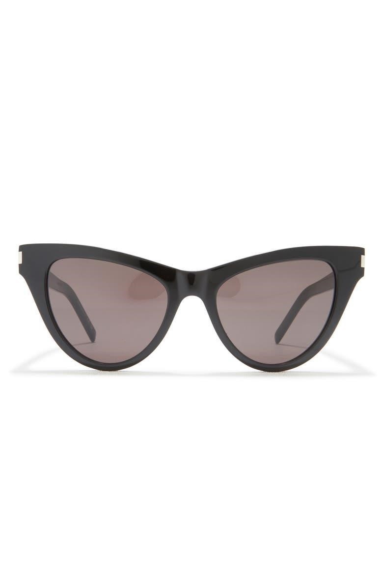 New Saint Laurent Women 54mm Cat Eye Sunglasses Authentic Black Black Black