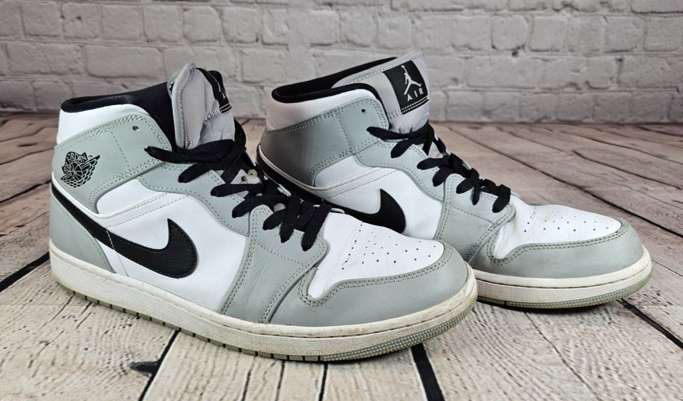 Nike Air Jordan 1 Mid Light Smoke Grey Black White 554724-092 Men’s Size 12