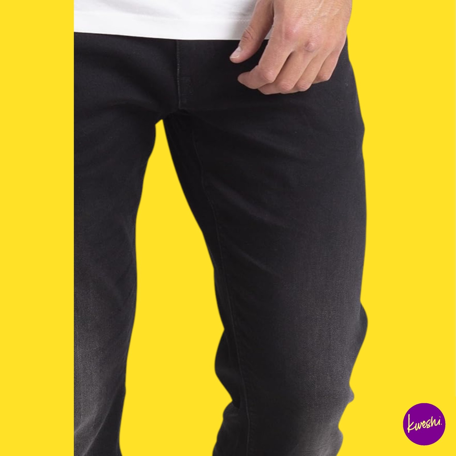 WESTACE Men’s Slim Fit Stretch Jeans, Straight Leg, Black, 32W x 30L