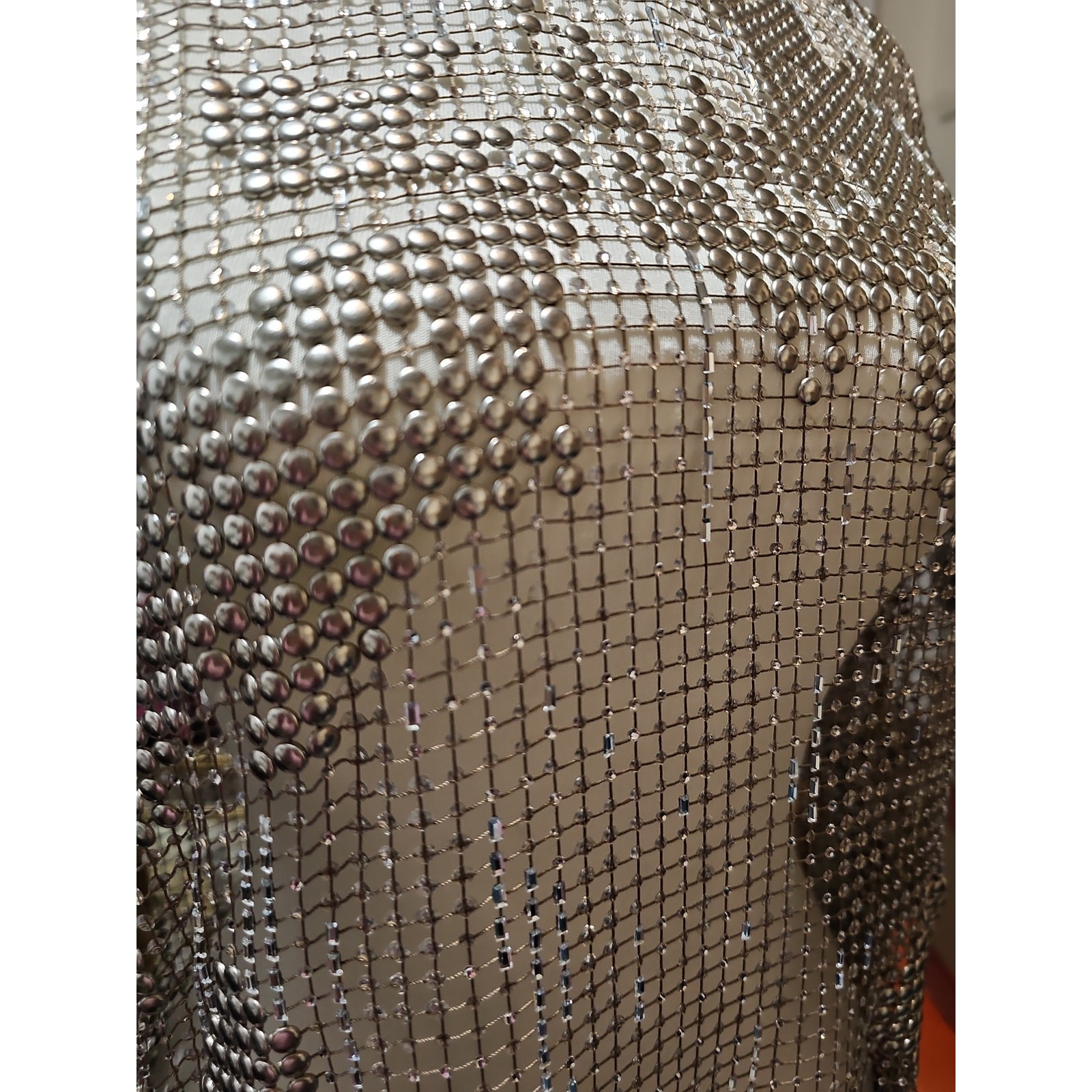 Ralph Lauren Purple Label Maritza Blouse Mesh Studs Rhinestones Womens 2 Italy