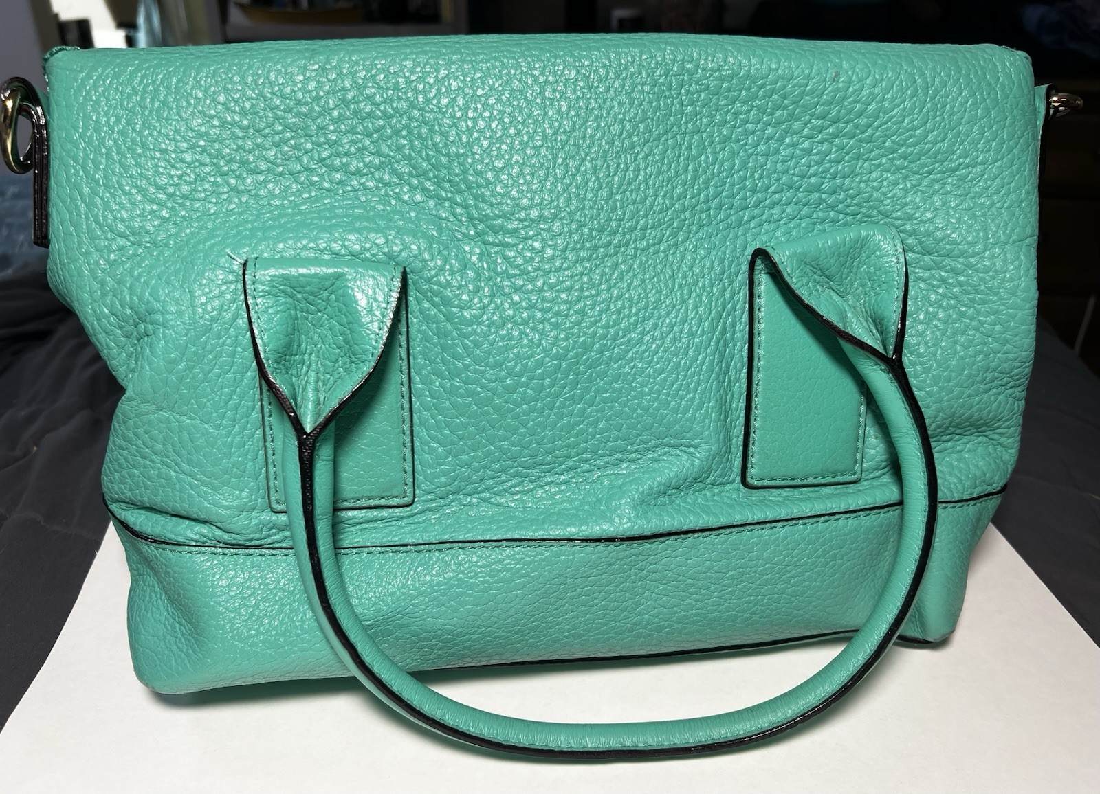 kate spade new york Turquoise Pebbled Satchel, Zip Tassel, Detachable Strap