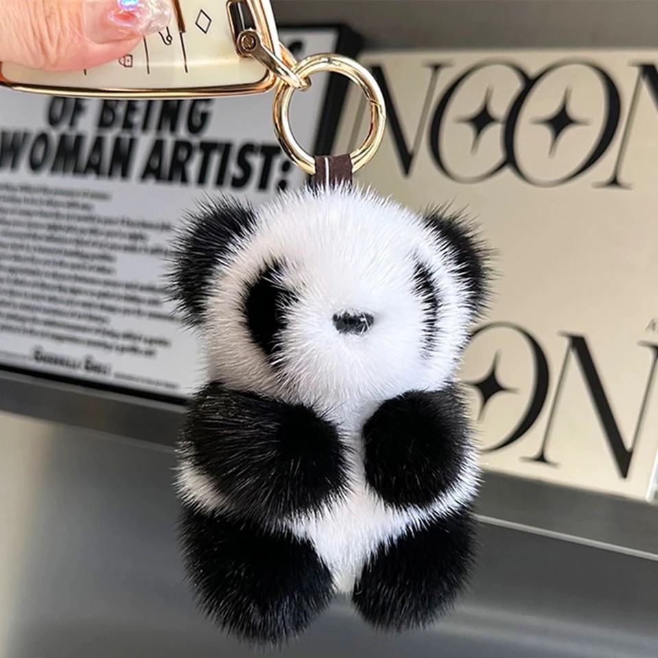 Cute Panda Plush Keychain Cartoon Bag Charm Soft Stuffed Pendant Car Key Ring 13