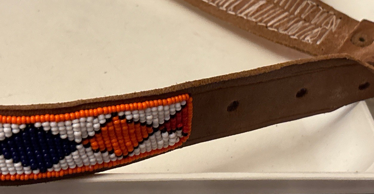 Leather Maasai Kenya Handmade Beaded Belt Unisex Multicolors Handmade 34-35″