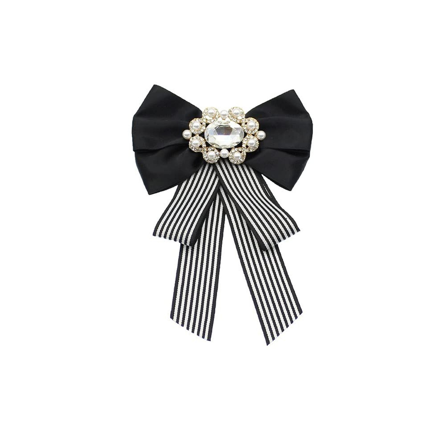 JKQBUX Korean Chic Ribbon Bow Tie Brooch Pins for Women Girls Retro Plaid Bow…
