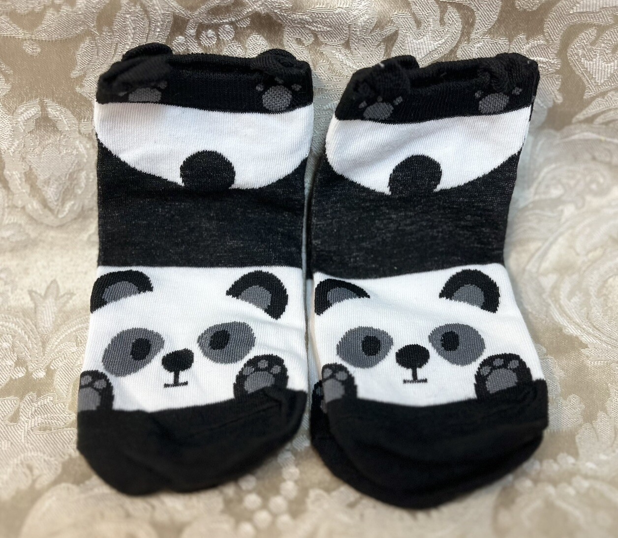 Women’s Cute Cartoon Panda Bear W/ Ears Pattern Ankle Socks Fashion Set Of 2