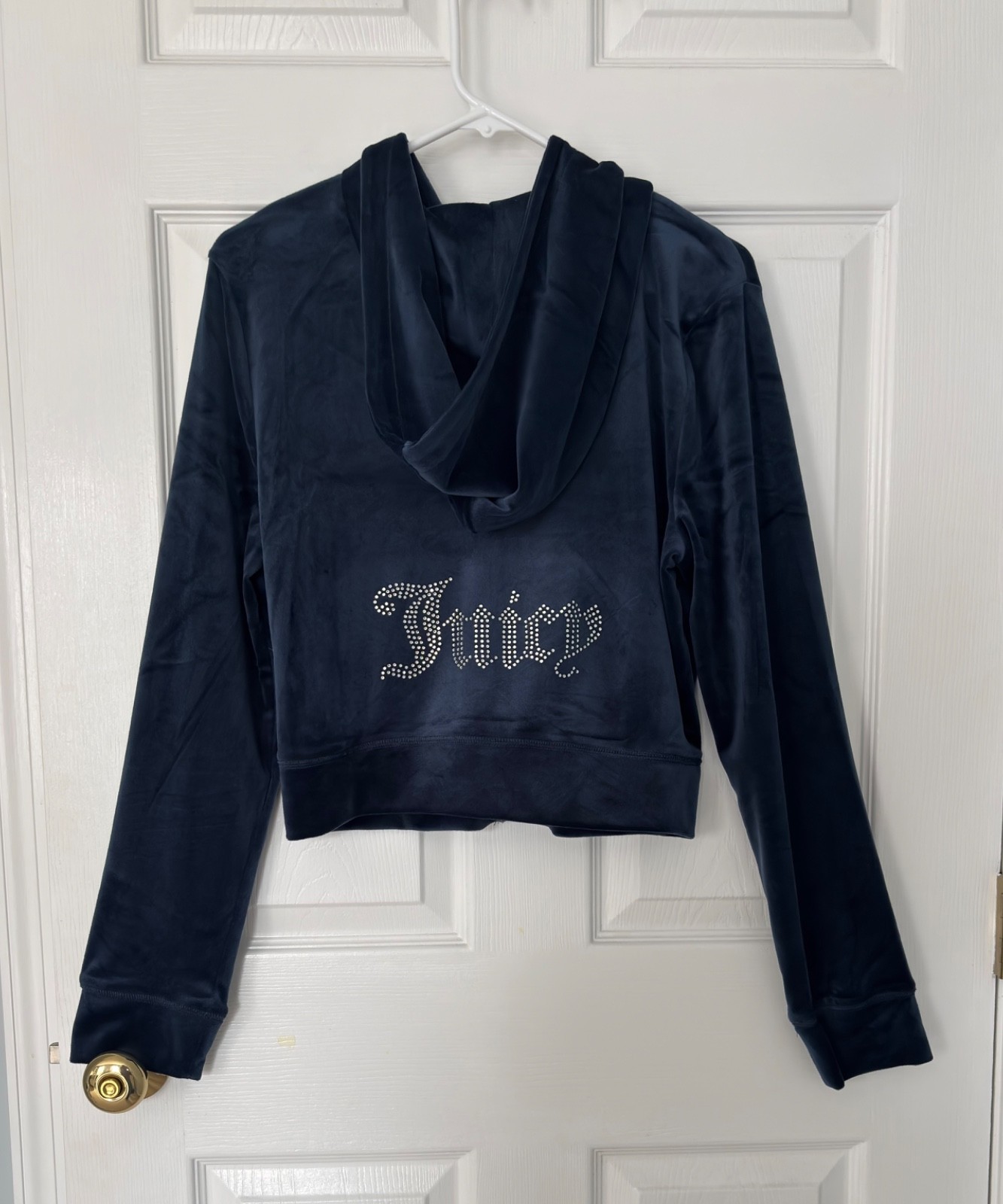 NWT Juicy Couture Womens OG Big Bling Velour Hoodie & Pants Regal Blue Sz L