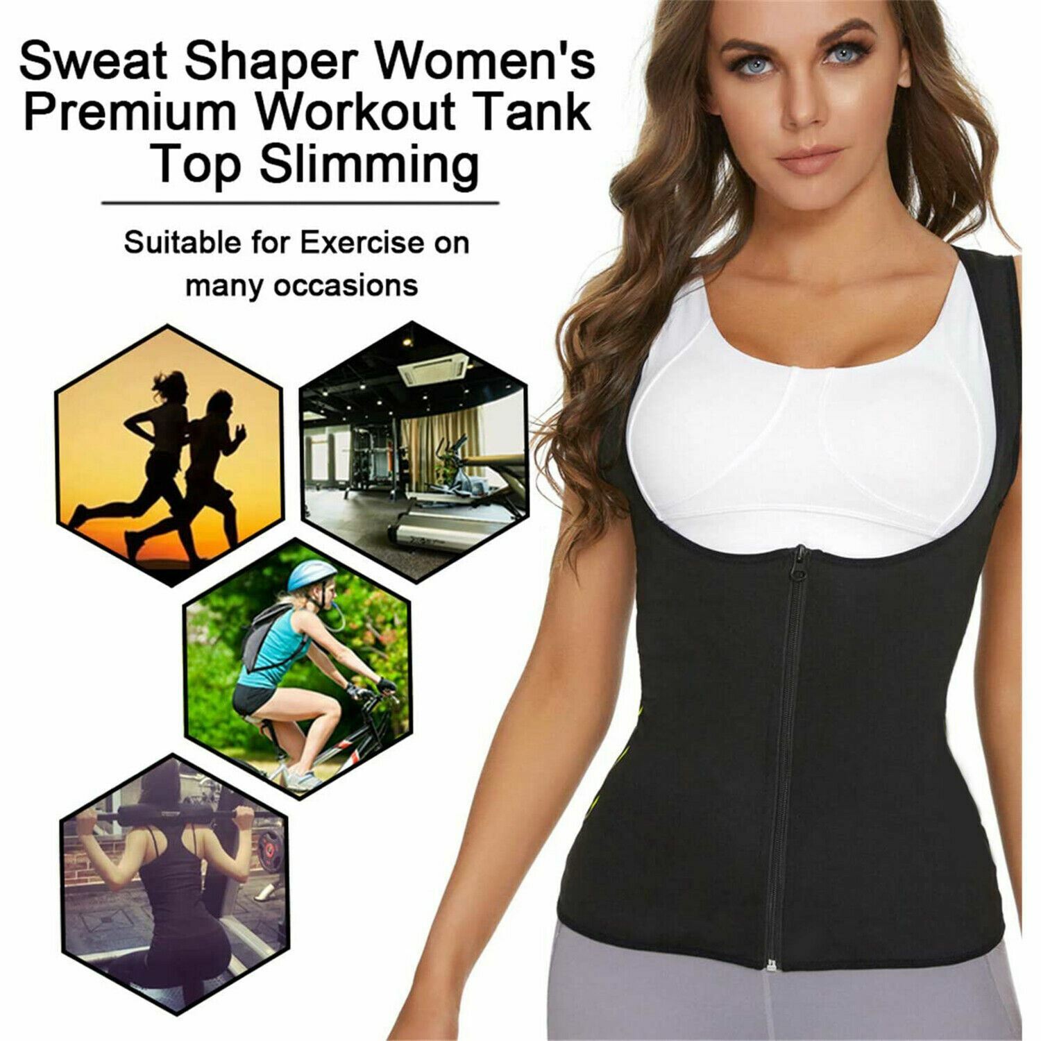 Women Body Shaper Corset Sauna Sweat Suit Sleeve Hot Polymer Waist Trainer Vest