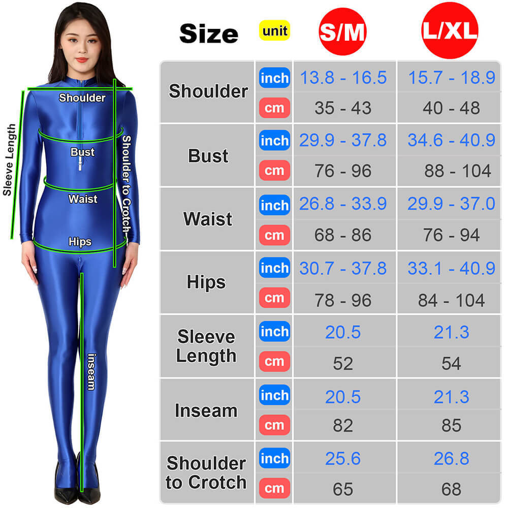 Women Shiny Glossy Satin Catsuit Lingerie Wetlook Bodysuit 2-Way Zipper Jumpsuit