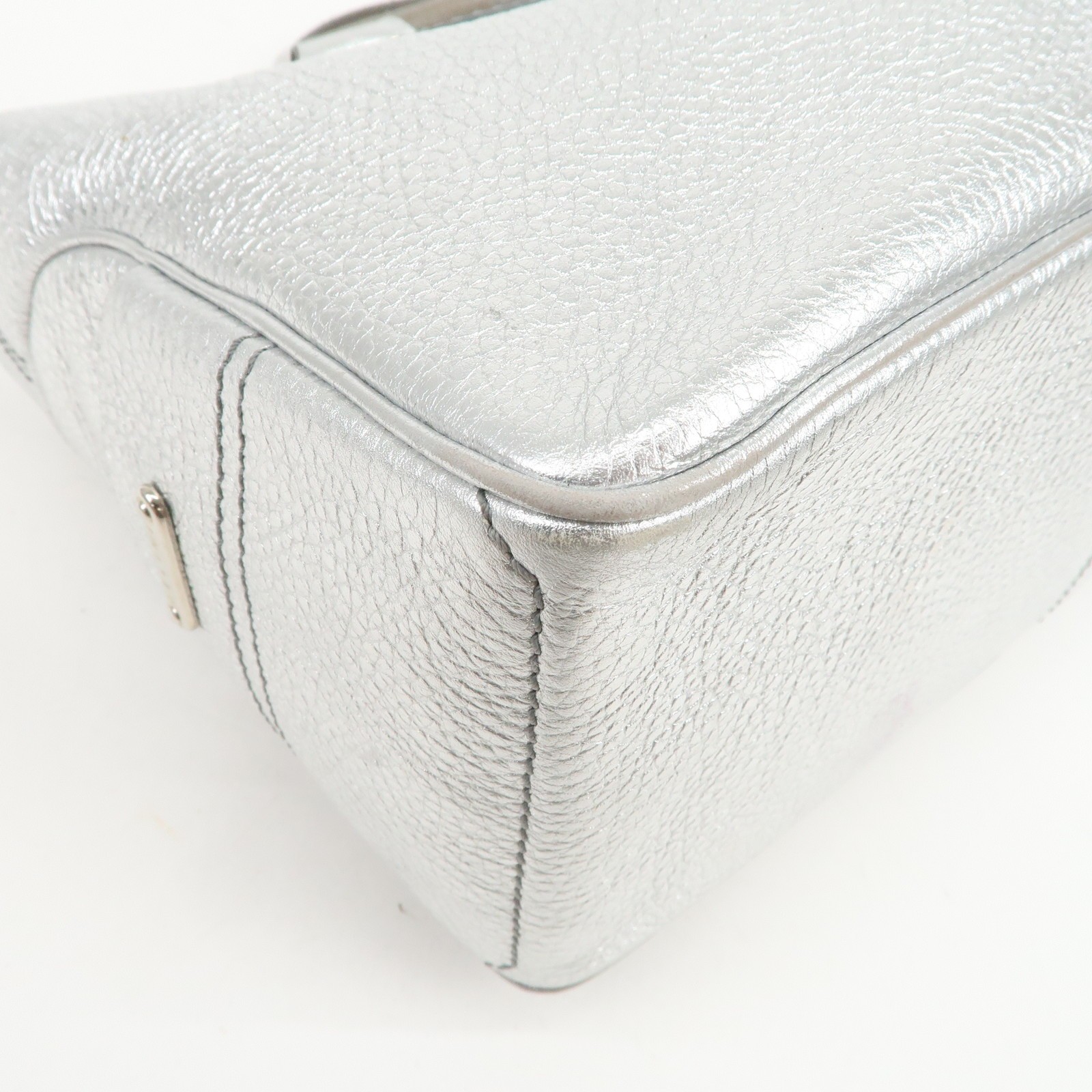 CELINE Leather Boogie Bag Hand Bag Tote Bag Silver Authentic Used F/S