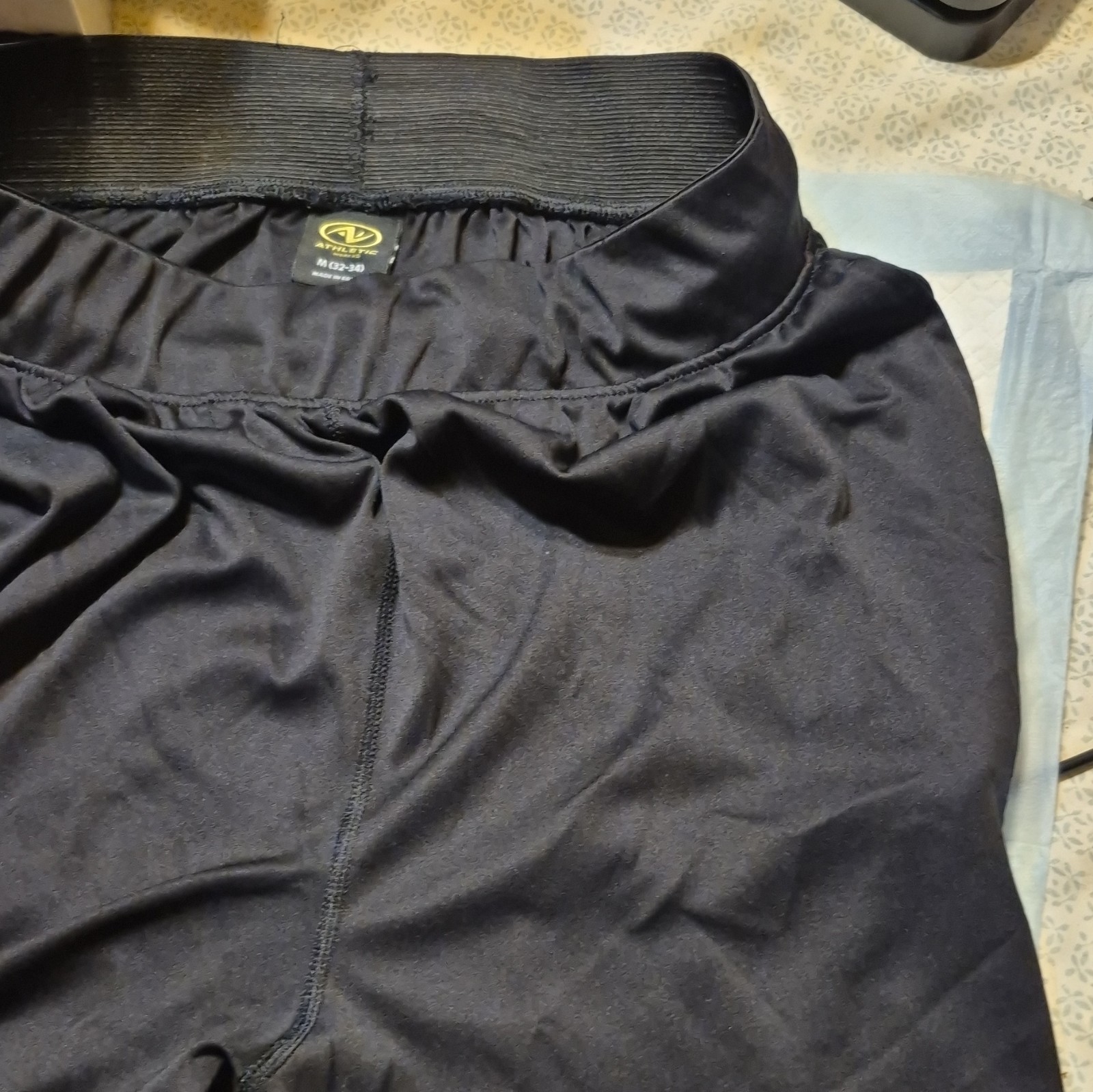 Athletic Works Men’s Black Knit Polyester Athletic Gym Shorts Drawstring M 32-34