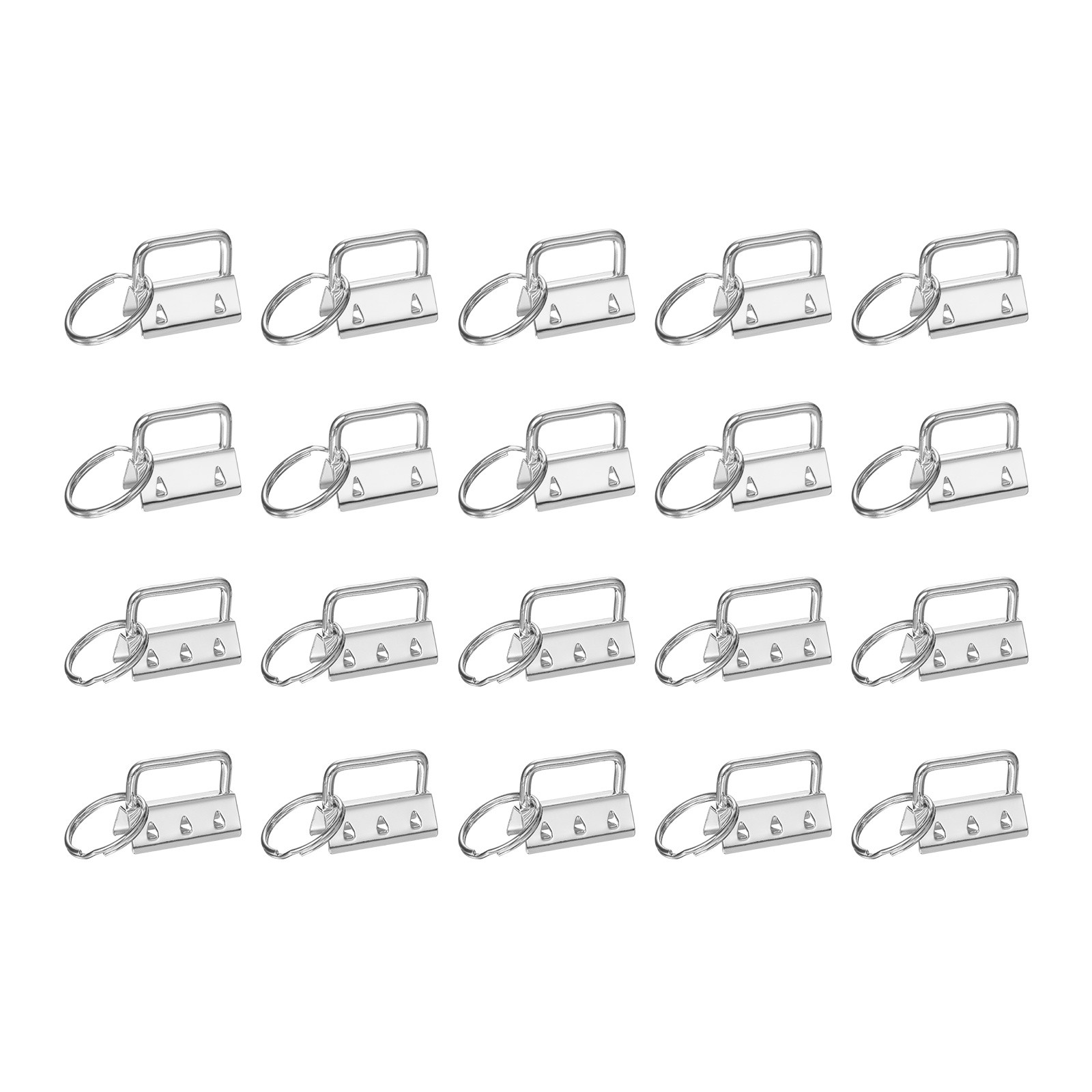 20 Pcs Key Fob Hardware, 1/1.3in 26/32mm with Key Rings for Lanyards, Silver