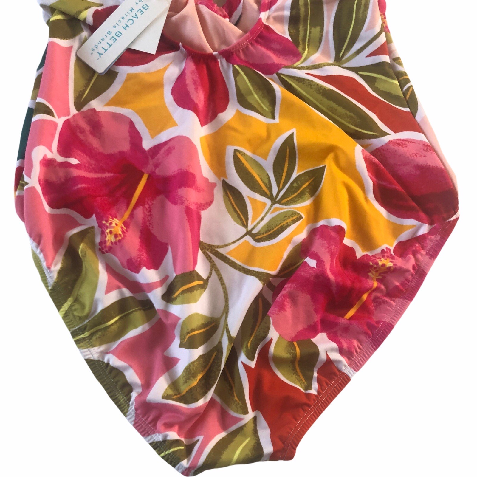 Beach Betty Miracle Brands Large One Piece Swimsuit Floral Knots Swim Pink #MQ15