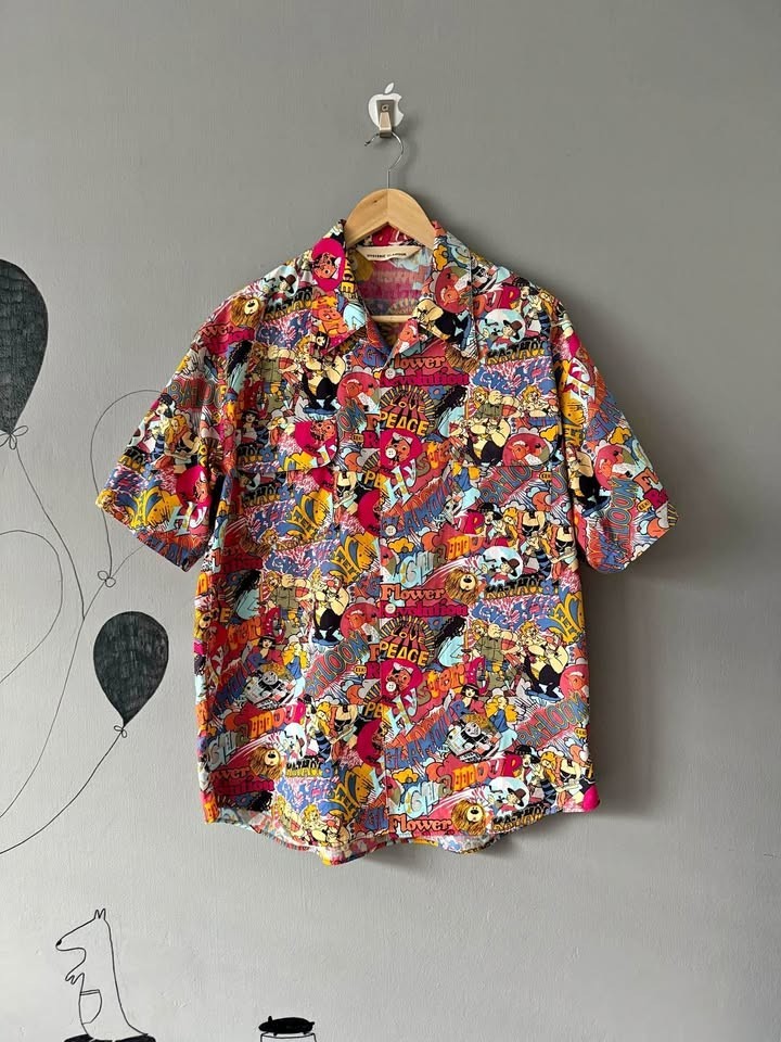 Hysteric Glamour Japan Shirt All-Over Print Cotton Flap Pockets Rare