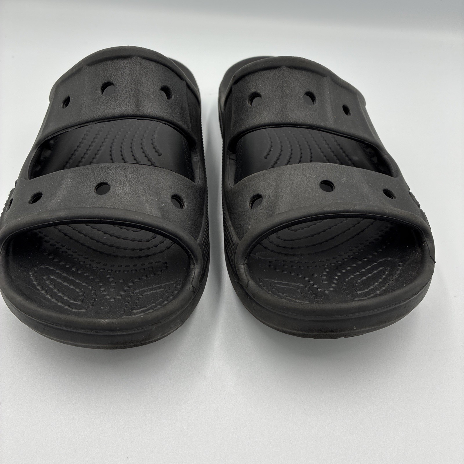 Crocs Baya Slide Sandals Unisex M7 W9 Black Comfort Double Strap Slip On EUC