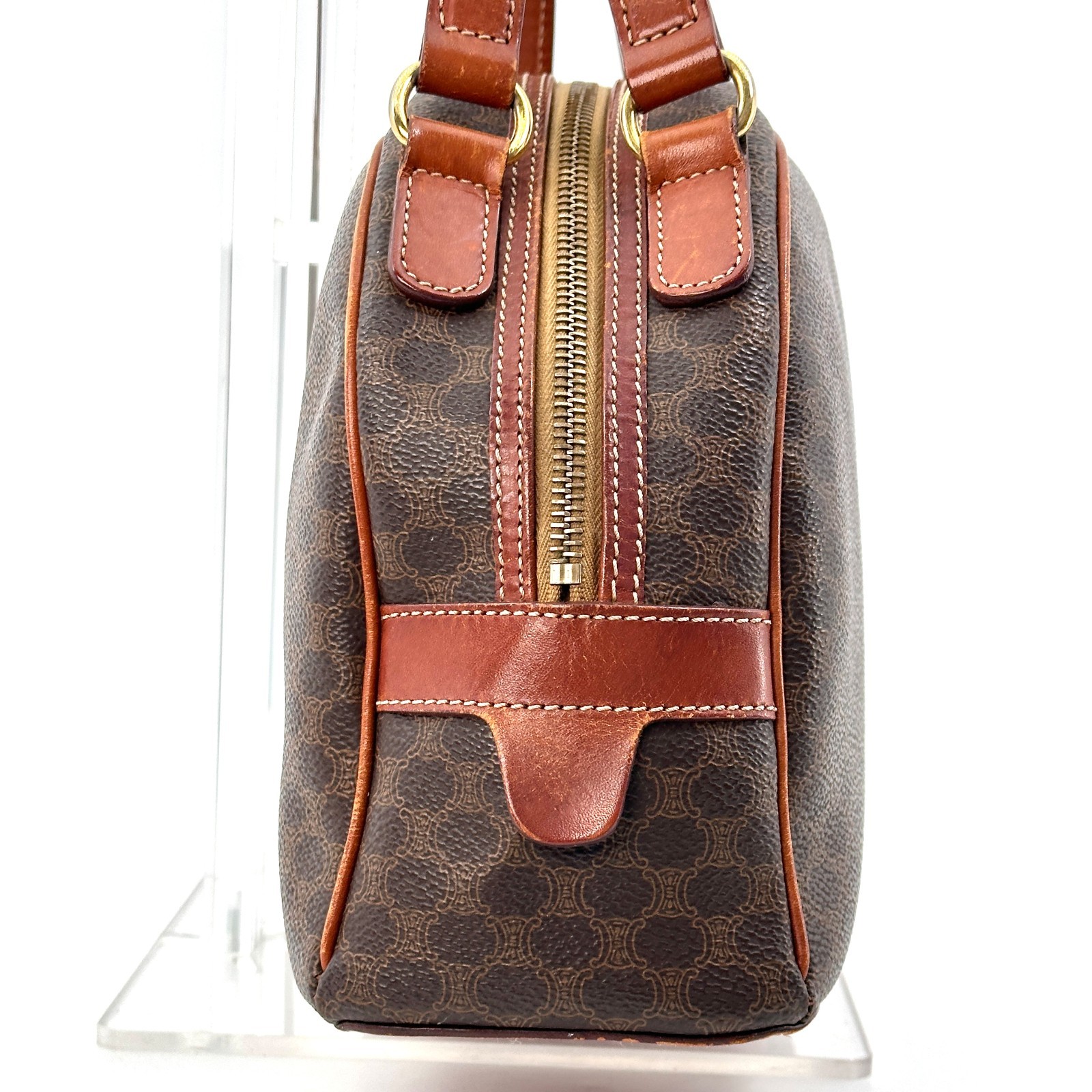 Celine Macadam Tote Bag PVC Leather Brown Authentic