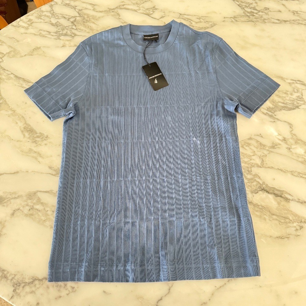Emporio Armani Blue 100% Cotton Short Sleeve T-shirt, Size Small