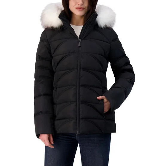 Nautica Women’s Puffer Jacket Water Resistant Detachable Hood